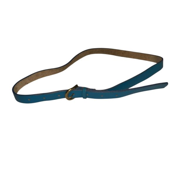 j. crew turquoise blue leather thin belt S such a cool FUN color!!! good - Picture 5 of 5